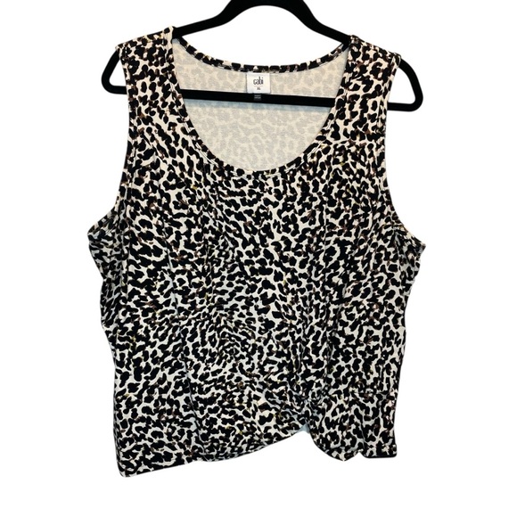 Cabi Knotty Sleeveless Leopard Print Tank Twist Front 5759 XL - Picture 1 of 6